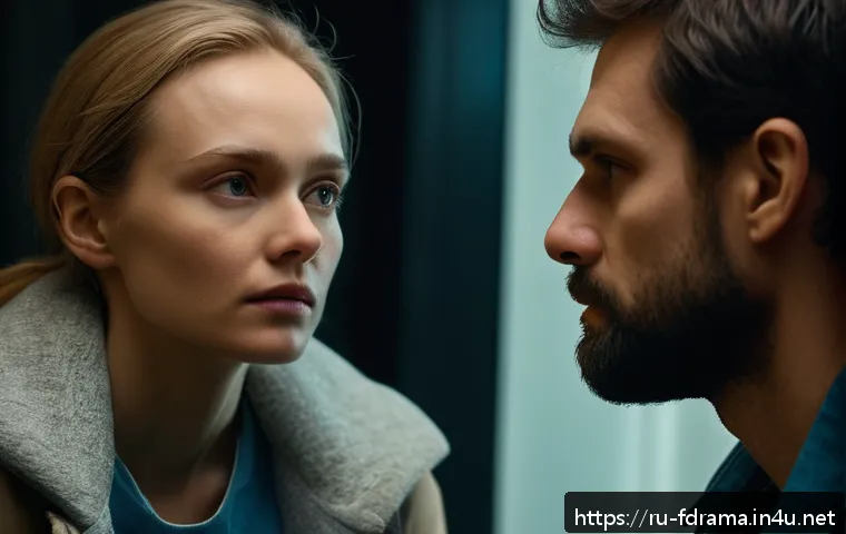 더 디펜스 시즌별 결말 - A dramatic close-up of two main characters from a Russian psychological drama series in a dimly lit ...